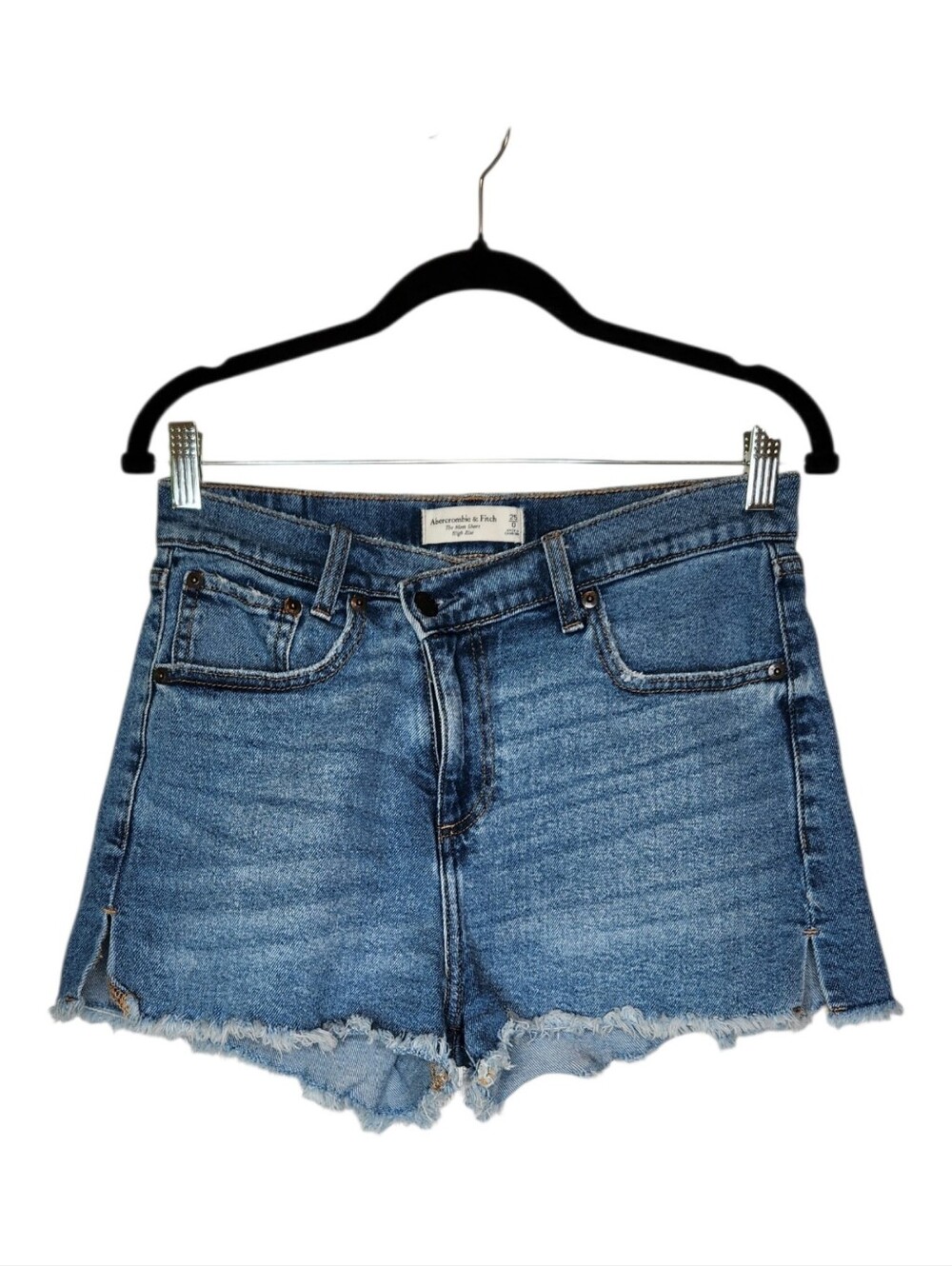 Abercrombie & Fit Mom Short High Rise Crossover Waist Cut Off Blue 25/0